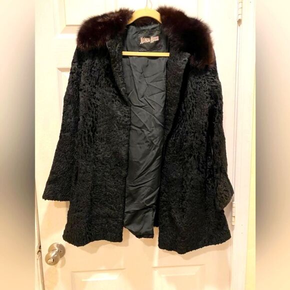 Neiman Marcus Vintage Persian Lamb Short Fur Jacket, Women’s sz S/M.  Black. - Picture 1 of 3